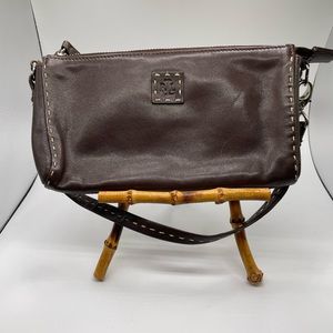 Lauren Ralph Lauren brown leather small shoulder pouch handbag wristlet